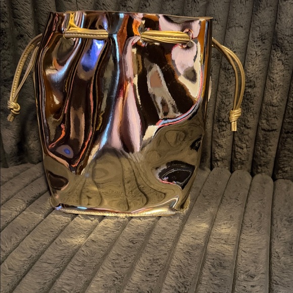 Bath & Body Works Handbags - BNWT Bath & Body Works Gold Metallic Drawstring Bucket Bag